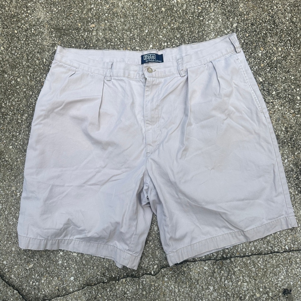 Vtg 90s Polo Ralph Lauren Mens Pleated Chino Shorts White 100% Cotton Size 38